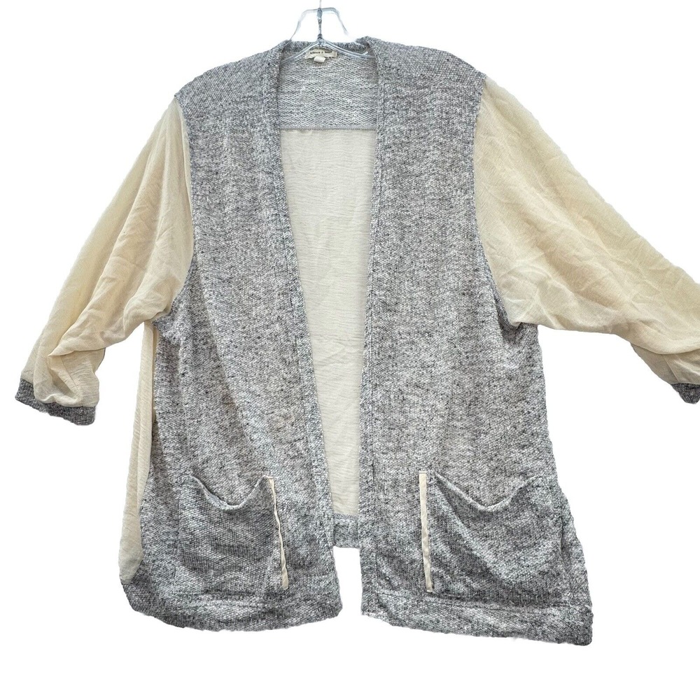 UO Silence + Noise Flax Blend Open Front Cardigan Women's Large Lagenlook Eco‎